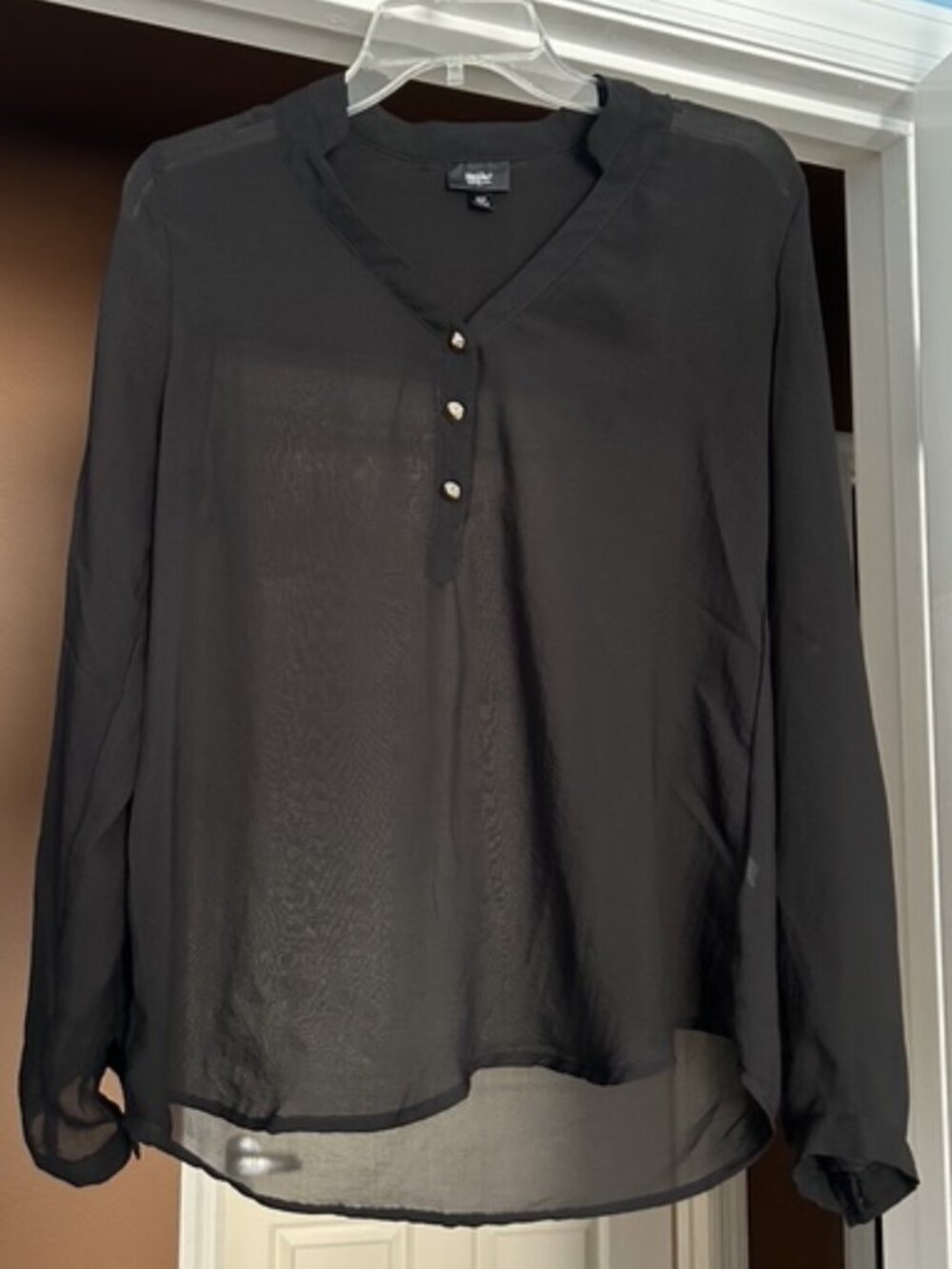 Mossimo Black Sheer Long-Sleeve Blouse